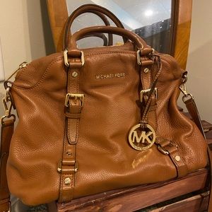 Michael Kors satchel with removable MK plaque